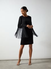 Ro&Zo Black Carolina Mini Fringe Dress - Image 1 of 5