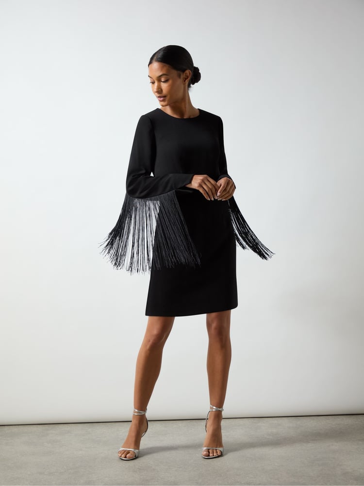 Ro&Zo Black Carolina Mini Fringe Dress - Image 1 of 5
