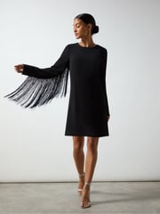 Ro&Zo Black Carolina Mini Fringe Dress - Image 3 of 5