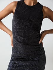 Ro&Zo Black Petite Gabriela Sparkle Velvet Column Midi Dress - Image 4 of 5