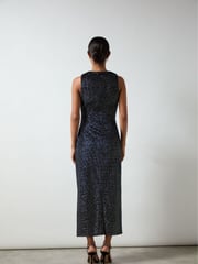 Ro&Zo Black Petite Gabriela Sparkle Velvet Column Midi Dress - Image 5 of 5