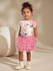 Pink Floral Ribbed T-Shirt & Tutu Skirt (3mths-7yrs) - Image 1 of 7