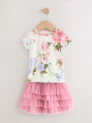 Pink Floral Ribbed T-Shirt & Tutu Skirt (3mths-7yrs) - Image 4 of 7