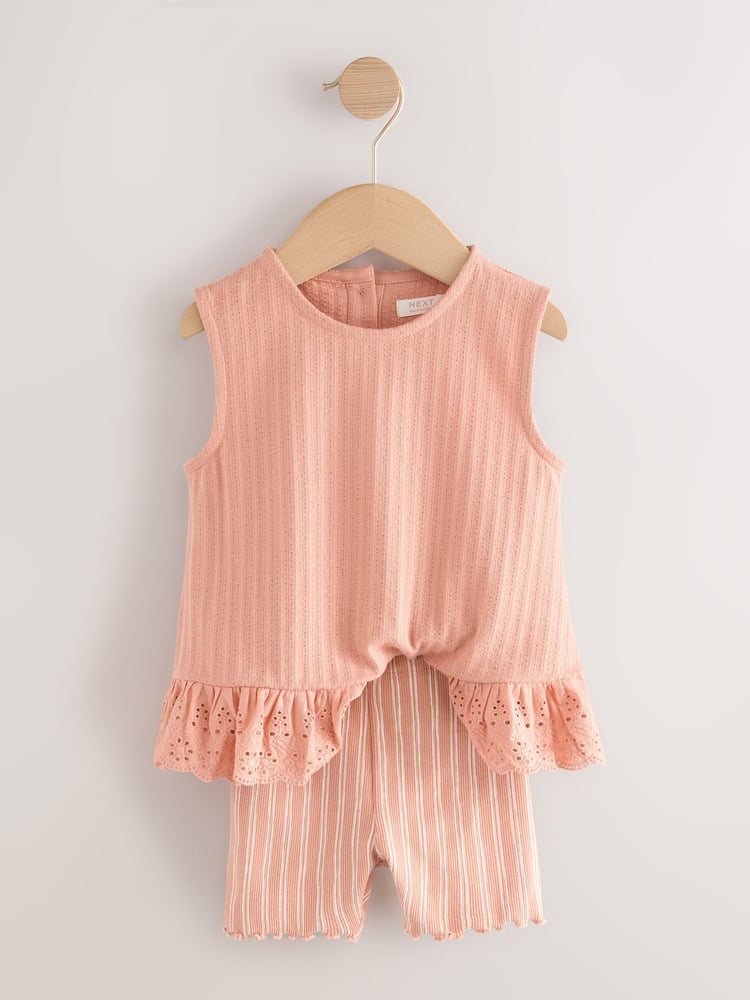 Neutral Ditsy Vest and Shorts Set 2 Pack (3mths-7yrs) - Image 1 of 4 Neutral Ditsy Vest and Shorts Set 2 Pack (3mths-7yrs) - Image 1 of 4