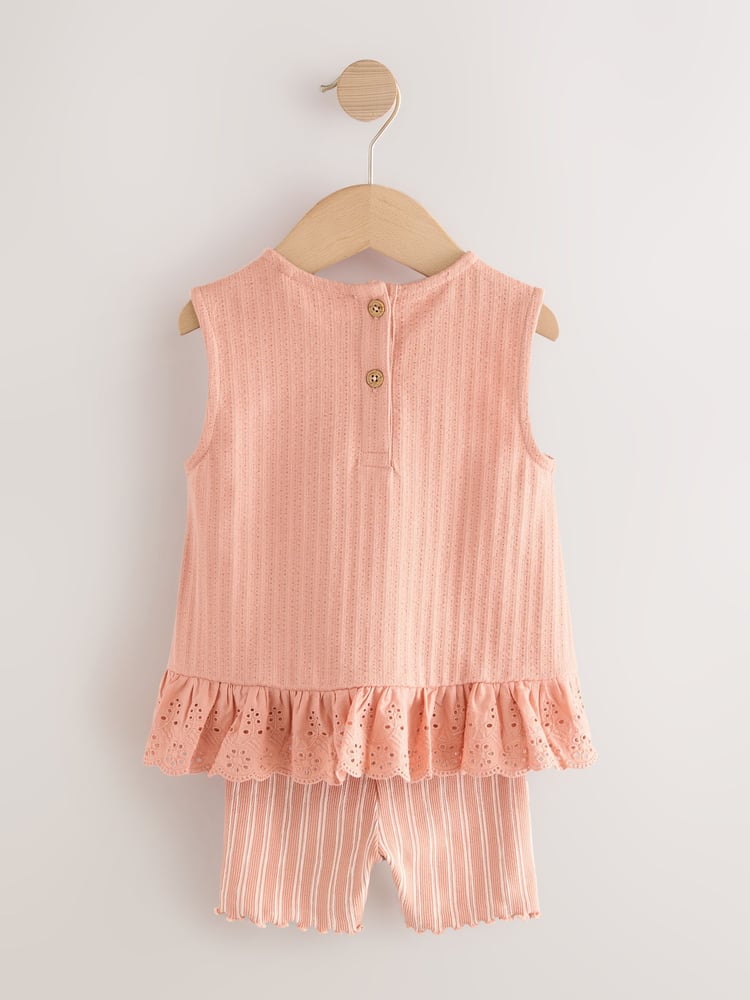 Neutral Ditsy Vest and Shorts Set 2 Pack (3mths-7yrs) - Image 2 of 4 Neutral Ditsy Vest and Shorts Set 2 Pack (3mths-7yrs) - Image 2 of 4
