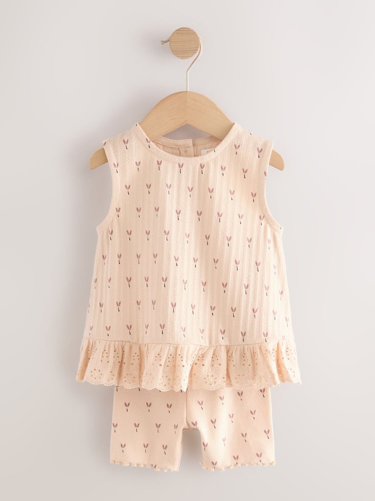 Neutral Ditsy Vest and Shorts Set 2 Pack (3mths-7yrs) - Image 4 of 4 Neutral Ditsy Vest and Shorts Set 2 Pack (3mths-7yrs) - Image 4 of 4