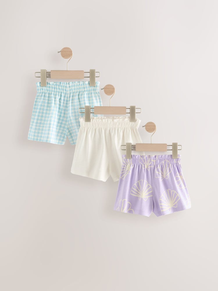 Lilac Purple 100% Cotton Shorts 3 Pack (3mths-7yrs) - Image 1 of 7