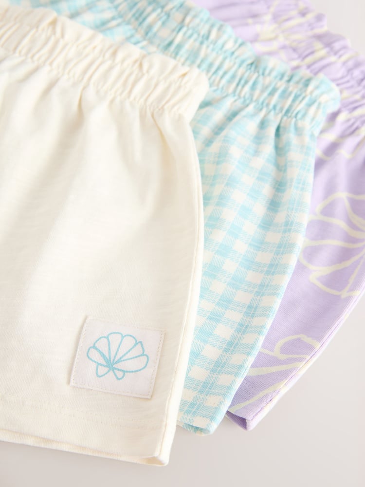 Lilac Purple 100% Cotton Shorts 3 Pack (3mths-7yrs) - Image 7 of 7