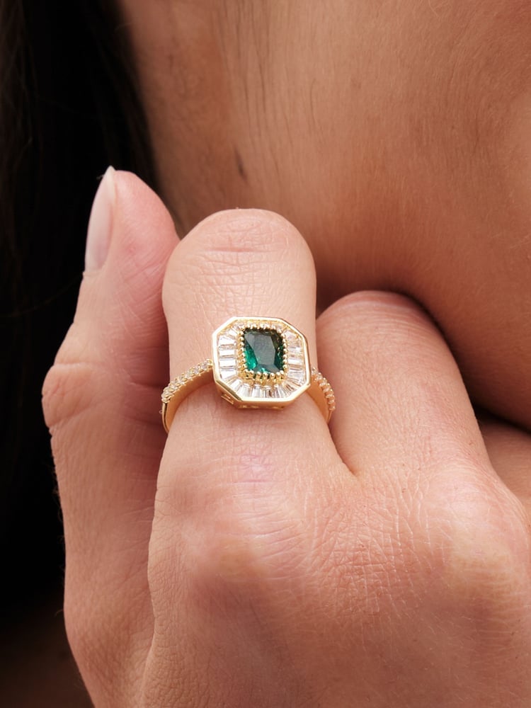 Jon Richard Gold Tone Cubic Zirconia Heart And Enamel Ring - Image 2 of 3