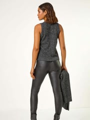 Roman Black Sequin Embellished Knit Vest - Image 2 of 5