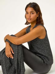 Roman Black Sequin Embellished Knit Vest - Image 3 of 5
