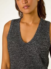Roman Black Sequin Embellished Knit Vest - Image 5 of 5