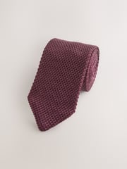 Red Knitted Silk Tie With Point - Image 1 of 3
