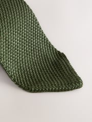 Green Knitted Silk Tie With Point - Image 2 of 3