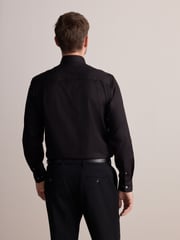 Black Regular Fit Signature 100% Cotton with Textured Smart Shirt - Image 3 of 7