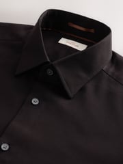 Black Regular Fit Signature 100% Cotton with Textured Smart Shirt - Image 6 of 7