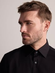 Black Regular Fit Signature Premium 100% Cotton Textured Smart Shirt - Image 2 of 7