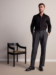 Black Regular Fit Signature Premium 100% Cotton Textured Smart Shirt - Image 3 of 7