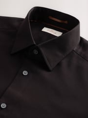 Black Regular Fit Signature Premium 100% Cotton Textured Smart Shirt - Image 6 of 7