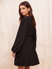 Friends Like These Black Petite Ladder Trim Textured Mini Dress - Image 4 of 4