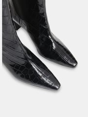 Whistles Black Darla Croc Effect Heeled Boots - Image 2 of 4