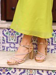 Linzi Gold Matilda Diamante Block Heeled Sandals - Image 1 of 5