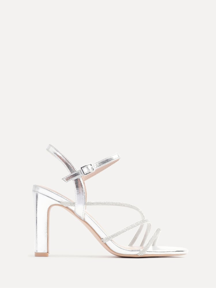 Linzi Silver Matilda Diamante Block Heeled Sandals - Image 2 of 5