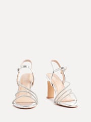 Linzi Silver Matilda Diamante Block Heeled Sandals - Image 3 of 5