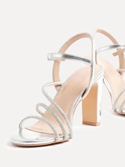 Linzi Silver Matilda Diamante Block Heeled Sandals - Image 5 of 5