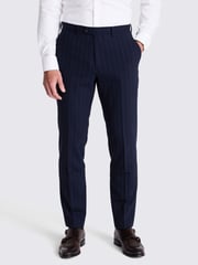 MOSS Blue Tailored Fit Stripe Performance Trousers - Image 1 of 3