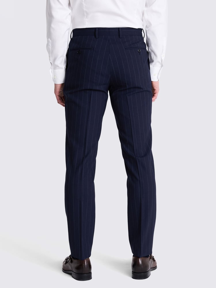 MOSS Blue Tailored Fit Stripe Performance Trousers - Image 2 of 3