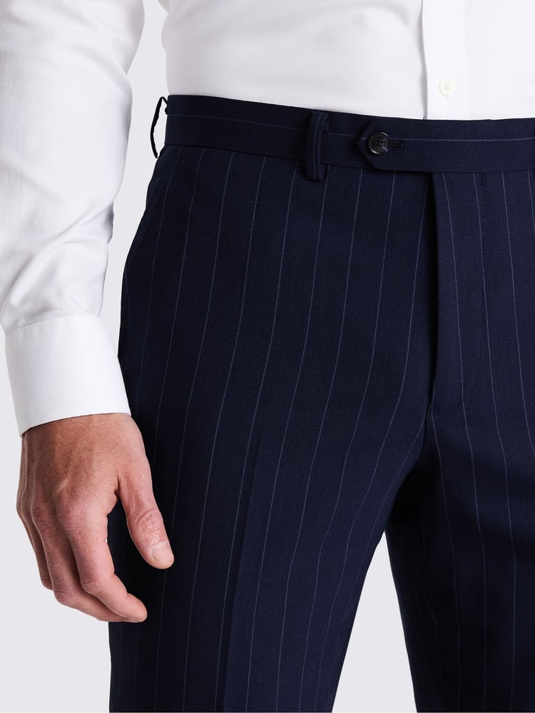 MOSS Blue Tailored Fit Stripe Performance Trousers - Image 3 of 3