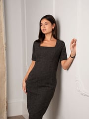 Seraphine A-Line Tweed Maternity Black Dress - Image 1 of 7