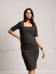 Seraphine A-Line Tweed Maternity Black Dress - Image 3 of 7