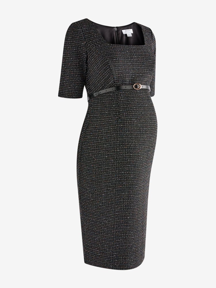 Seraphine A-Line Tweed Maternity Black Dress - Image 7 of 7