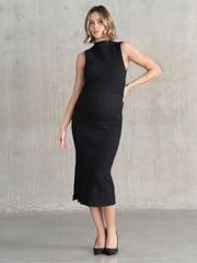 Seraphine Maternity Textured Bodycon Black Dress - Image 2 of 5