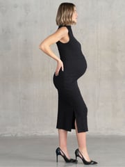 Seraphine Maternity Textured Bodycon Black Dress - Image 3 of 5