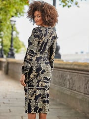 Sosandar Black Paisley Print Belted Wrap Dress - Image 3 of 4