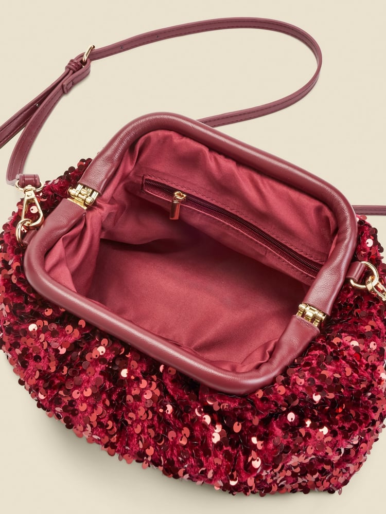 Sosandar Red Sequin Clutch Bag - Image 4 of 4