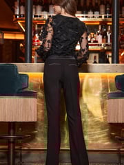 Sosandar Black Floral Lace Sleeve Detail Blouse - Image 3 of 6