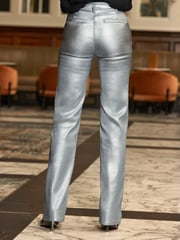Sosandar Silver Slim Metallic Wide Leg Jeans - Image 5 of 5