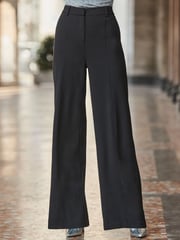 Sosandar Black Ponte Wide Leg Pintuck Trousers - Image 2 of 5