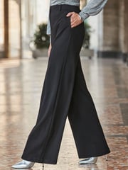 Sosandar Black Ponte Wide Leg Pintuck Trousers - Image 3 of 5