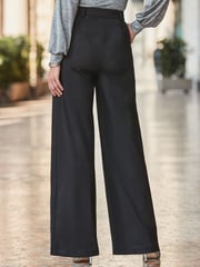 Sosandar Black Ponte Wide Leg Pintuck Trousers - Image 4 of 5