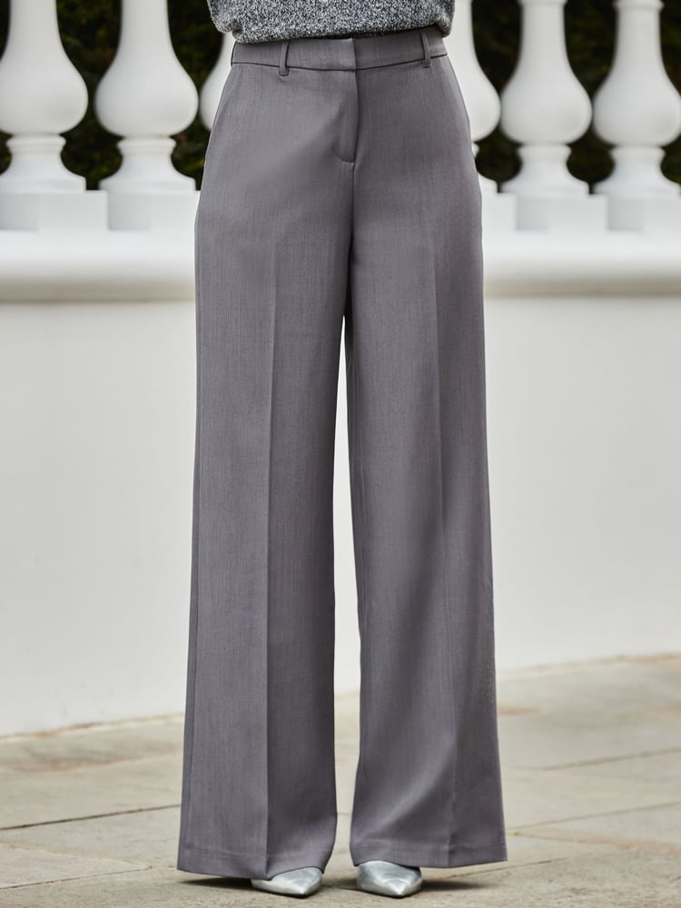 Sosandar Grey Relaxed Fit Wide Leg Trousers - Image 2 of 5