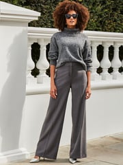 Sosandar Grey Relaxed Fit Wide Leg Trousers - Image 3 of 5