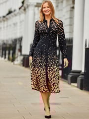 Sosandar Black Geometric Print Shirt Dress - Image 1 of 5