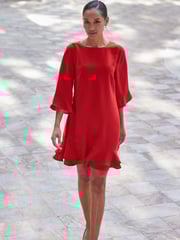 Sosandar Red Ruffle Hem Shift Dress - Image 5 of 5