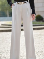 Sosandar White Wide Leg Pintuck Trousers - Image 2 of 5
