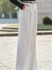 Sosandar White Wide Leg Pintuck Trousers - Image 3 of 5